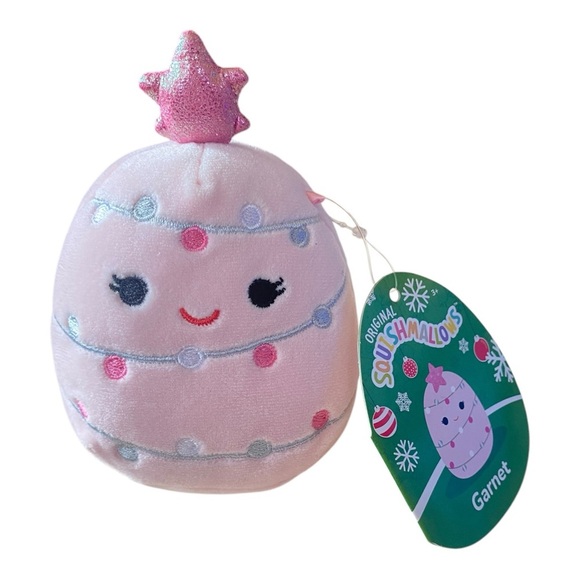 Squishmallows Garnet 4” Pink Christmas Tree Plush NEW - Picture 1 of 6